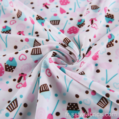 Tissu jersey polyester motif crème glacée mignon